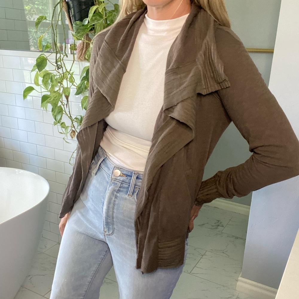 Anthropologie Tiny Moss Green Open Front Cardigan